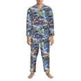 thumbnail image 1 of Mens Pajamas Set, coconut tree SUV Button Down Long Sleeve Loungewear Sleepwear Pjs sets for Men, 1 of 5