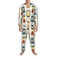 thumbnail image 1 of Mens Pajamas Set, colorful Light Bulb vintage Button Down Long Sleeve Loungewear Sleepwear Pjs sets for Men, 1 of 5