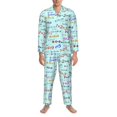 thumbnail image 1 of Mens Pajamas Set, colorful equation formula Button Down Long Sleeve Loungewear Sleepwear Pjs sets for Men, 1 of 5