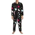 thumbnail image 1 of Mens Pajamas Set, colorful geometry Button Down Long Sleeve Loungewear Sleepwear Pjs sets for Men, 1 of 5