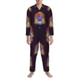 thumbnail image 1 of Mens Pajamas Set, cool Light Bulb Pattern Button Down Long Sleeve Loungewear Sleepwear Pjs sets for Men, 1 of 5