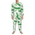 thumbnail image 1 of Mens Pajamas Set, green Cucumber Button Down Long Sleeve Loungewear Sleepwear Pjs sets for Men, 1 of 5