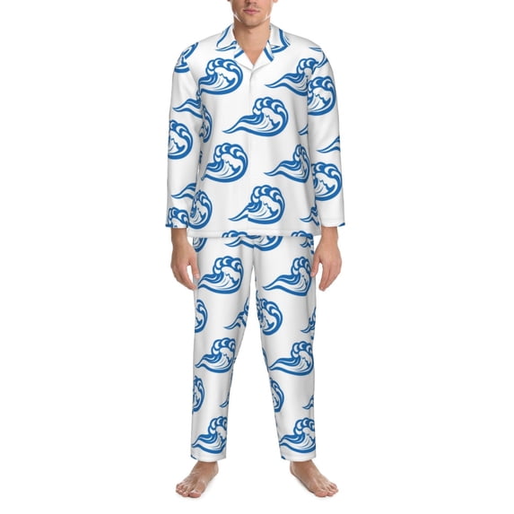 Mens Pajamas Set, hand drawn clouds Button Down Long Sleeve Loungewear Sleepwear Pjs sets for Men
