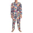 thumbnail image 1 of Mens Pajamas Set, music Skull record Retro Button Down Long Sleeve Loungewear Sleepwear Pjs sets for Men, 1 of 5