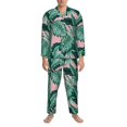 thumbnail image 1 of Mens Pajamas Set, palm leaves_J Button Down Long Sleeve Loungewear Sleepwear Pjs sets for Men, 1 of 5