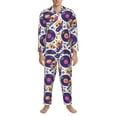 thumbnail image 1 of Mens Pajamas Set, record rock Skull star Button Down Long Sleeve Loungewear Sleepwear Pjs sets for Men, 1 of 5