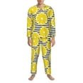 thumbnail image 1 of Mens Pajamas Set, yellow Lemon print Button Down Long Sleeve Loungewear Sleepwear Pjs sets for Men, 1 of 5