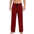 thumbnail image 1 of Mens Pajamas Sleep Pants Wide Leg Drawstring Pants with Pockets Casual Sleepwear Bottom Lounge Wear Red, M, 1 of 6