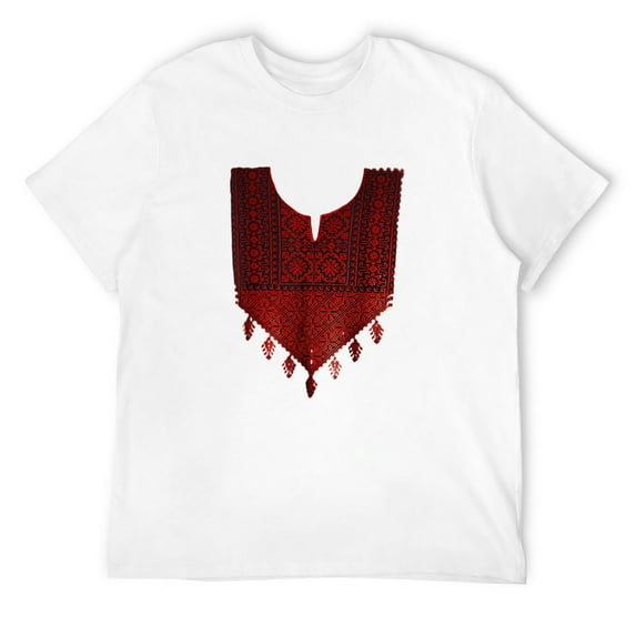 Mens Palestine Thobe Design T-Shirt White X-Large