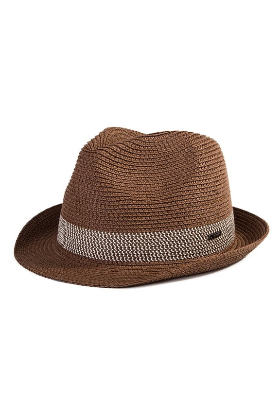 Mens Panama Hat Packable Straw for Summer Sun Beach Women Crhable Brown
