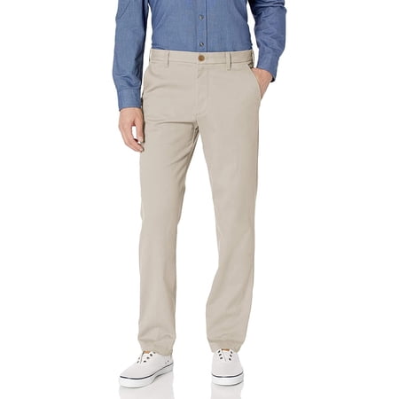 IZOD Men's Performance Stretch Straight Fit Flat Front Chino Pant, Warn Pearl, 40W x 32L