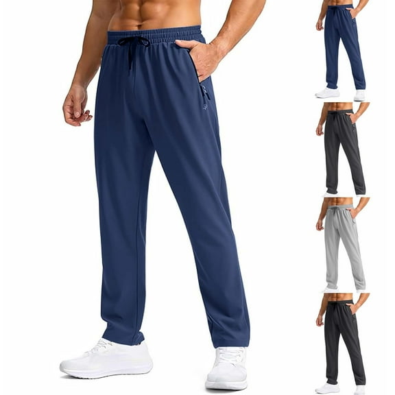 Mens Pants Athletic Drawstring Elastic Waist Straight Sports Long Trousers And Ice Silk Trousers Rapidly Dry Running Trousers