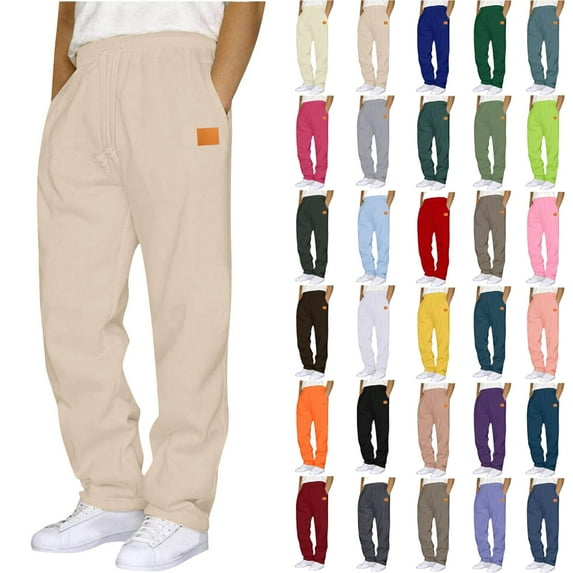 Mens Pants Athletic Fit Stretch Fashion Drawstring Elastic Waist Solid Color Casual Running Sweatpants With Pockets Workout Mens Pants