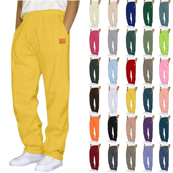 Mens Pants Athletic Fit Stretch Fashion Drawstring Elastic Waist Solid Color Casual Running Sweatpants With Pockets Workout Mens Pants