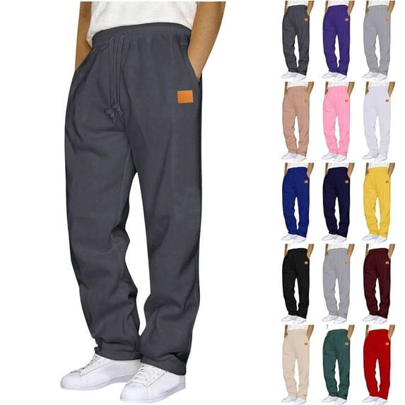 Mens Pants Athletic Fit Stretch Fashion Drawstring Elastic Waist Solid Color Casual Running Sweatpants With Pockets Workout Mens Pants