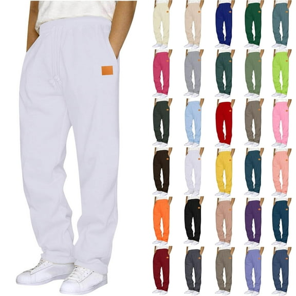 Mens Pants Athletic Fit Stretch Fashion Drawstring Elastic Waist Solid Color Casual Running Sweatpants With Pockets Workout Mens Pants