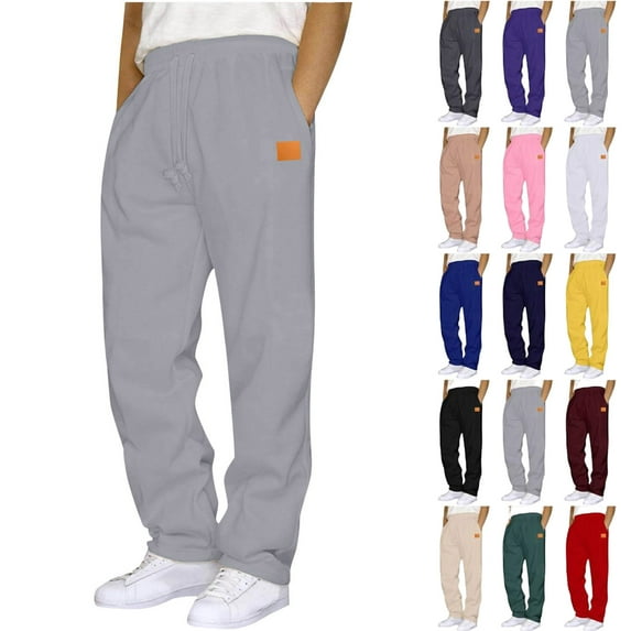 Mens Pants Athletic Fit Stretch Fashion Drawstring Elastic Waist Solid Color Casual Running Sweatpants With Pockets Workout Mens Pants