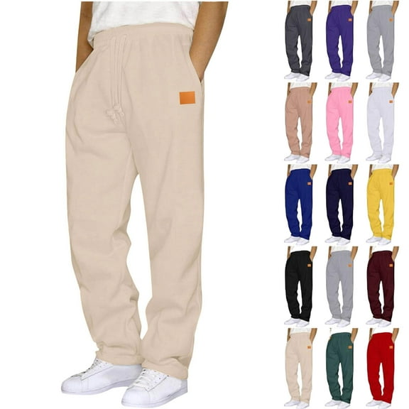 Mens Pants Athletic Fit Stretch Fashion Drawstring Elastic Waist Solid Color Casual Running Sweatpants With Pockets Workout Mens Pants