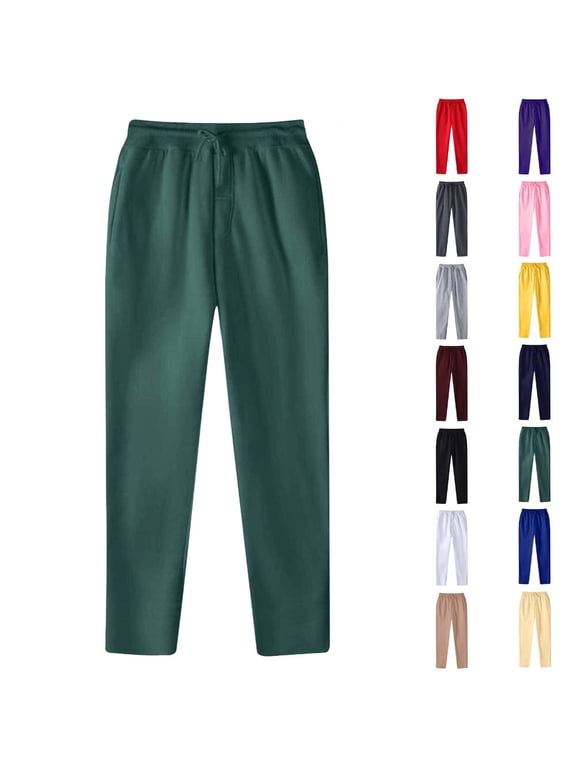 Mens Pants Athletic Fit Stretch Fashion Drawstring Elastic Waist Solid Color Casual Running Sweatpants With Pockets Workout Mens Pants
