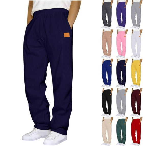 Mens Pants Athletic Fit Stretch Fashion Drawstring Elastic Waist Solid Color Casual Running Sweatpants With Pockets Workout Mens Pants