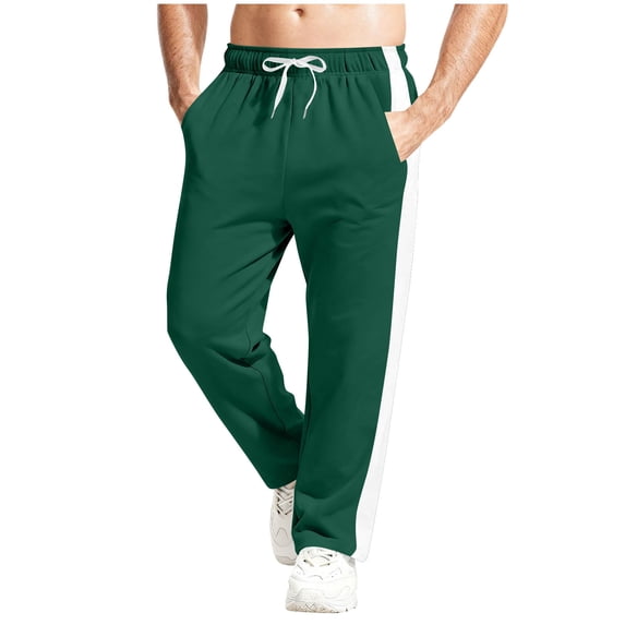 Mens Pants Athletic Open Bottom Running Pants Mens Sweatpants with Pockets Green L
