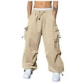 thumbnail image 1 of Mens Pants Big and Tall Cargo Sweatpants for Men Fleece Pants Pockets 2025 Elastic Waist Drawstring Sweat Pants Solid Athletic Joggers Trouser, 1 of 7
