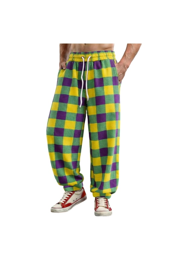 Mens Pants Carnival Comfortable Elastic Waist Lightweight Breathable Joggers Outdoor Activities Trousers Purple S