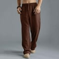 thumbnail image 1 of Mens Pants Casual Basic Classic Elastic Waist Trousers Elastic Stretch Workout Comfort Waist Pants Summer Cool Clothing Coffee Size XXL, 1 of 7