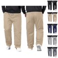 thumbnail image 1 of Mens Pants Casual Big And Tall 2026 Drawstring High Elastic Waist Straight Leg Stretch Loose Fit Trousers with Pockets, 1 of 4