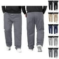 thumbnail image 1 of Mens Pants Casual Big And Tall 2026 Drawstring High Elastic Waist Straight Leg Stretch Loose Fit Trousers with Pockets, 1 of 4