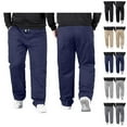 thumbnail image 1 of Mens Pants Casual Big And Tall 2026 Drawstring High Elastic Waist Straight Leg Stretch Loose Fit Trousers with Pockets, 1 of 4