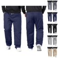 thumbnail image 1 of Mens Pants Casual Big And Tall 2026 High Elastic Waist Drawstring Stretch Straight Leg Loose Fit Trousers with Pockets, 1 of 4