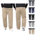 thumbnail image 1 of Mens Pants Casual Big And Tall 2026 High Elastic Waist Drawstring Stretch Straight Leg Loose Fit Trousers with Pockets, 1 of 4