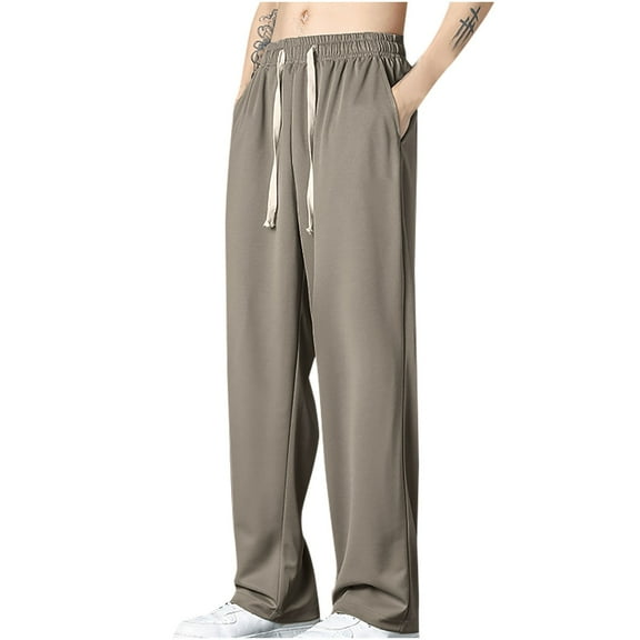 Mens Pants Casual Daily Outdoor Beach Lightweight Breathable Pants Regular Straight Pant Khaki M