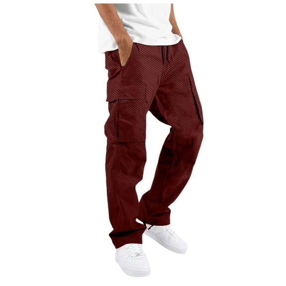 Mens Pants Casual Drawstring Mens Corduroy Casual Pants Fashion Loose Fit Wide Leg Pants Straight Sweatpants Elastic Waist Drawstring