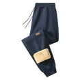 thumbnail image 1 of Mens Pants Casual Drawstring New Men's Fleece Lined Thick Warm Outdoor Casual Pants, Loose Fit Sports Trousers, 1 of 1