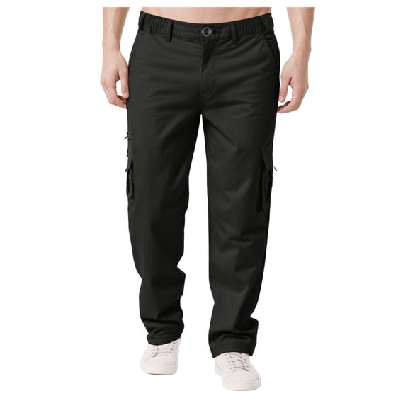 Mens Pants Casual Joggers Men's Cargo Sweatpants Open Bottom Baggy Sweat Pants for Mens Straight Leg Gym Cargo Sweats Lounge Pants with Pockets