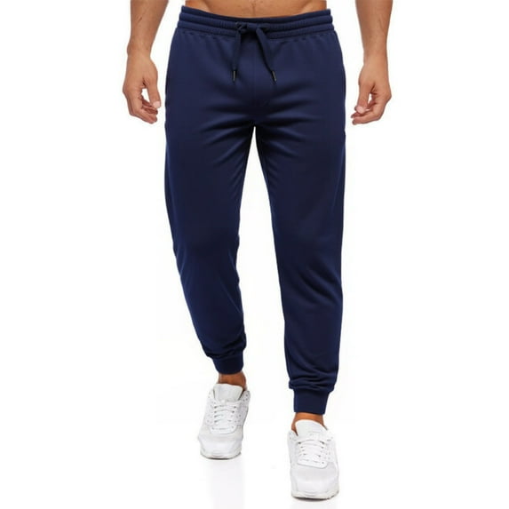 Mens Pants Casual Solid Color Elastic Waist Drawstring Beach Lightweight Joggers Summer Fall Outdoor Activities Mens Slacks Navy XXXL
