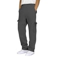thumbnail image 1 of Mens Pants Casual Solid Color Relaxed Fit Straight Leg Elastic Waist Breathable Trousers Loose Soft Lightweight Slacks for Men Dark Gray L, 1 of 9