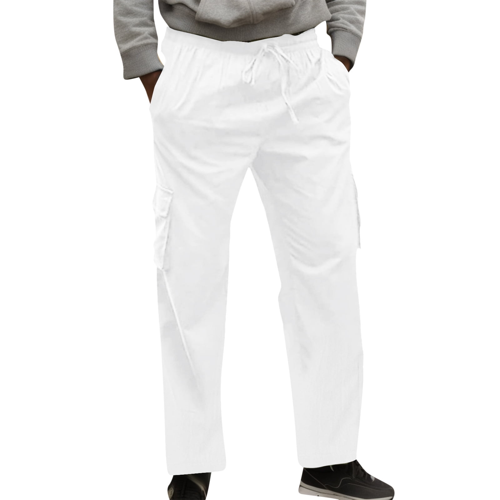 Mens Pants Casual Wide Leg With Pockets Comfortable In Pure Color Work ...