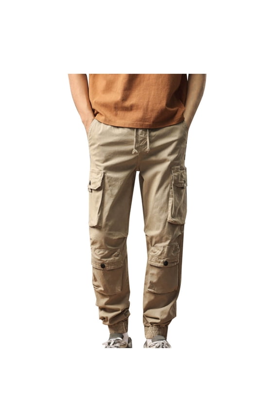 Mens Pants Casual, Work Cargo Pants for Men Athletic Utility Tactical Lightweight Hiking Pants Resistant Outdoor Hunting Stretch Joggers Khaki XXL