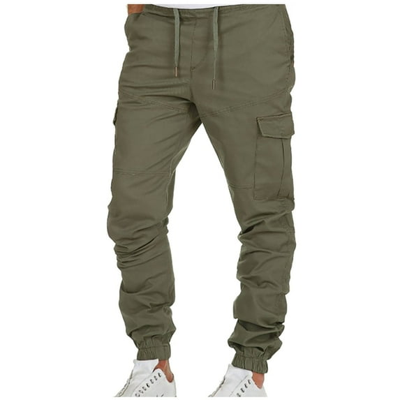 Mens Pants Clearance Mens Casual Fitness Bodybuilding Pocket Solid Color Length Sports Pants