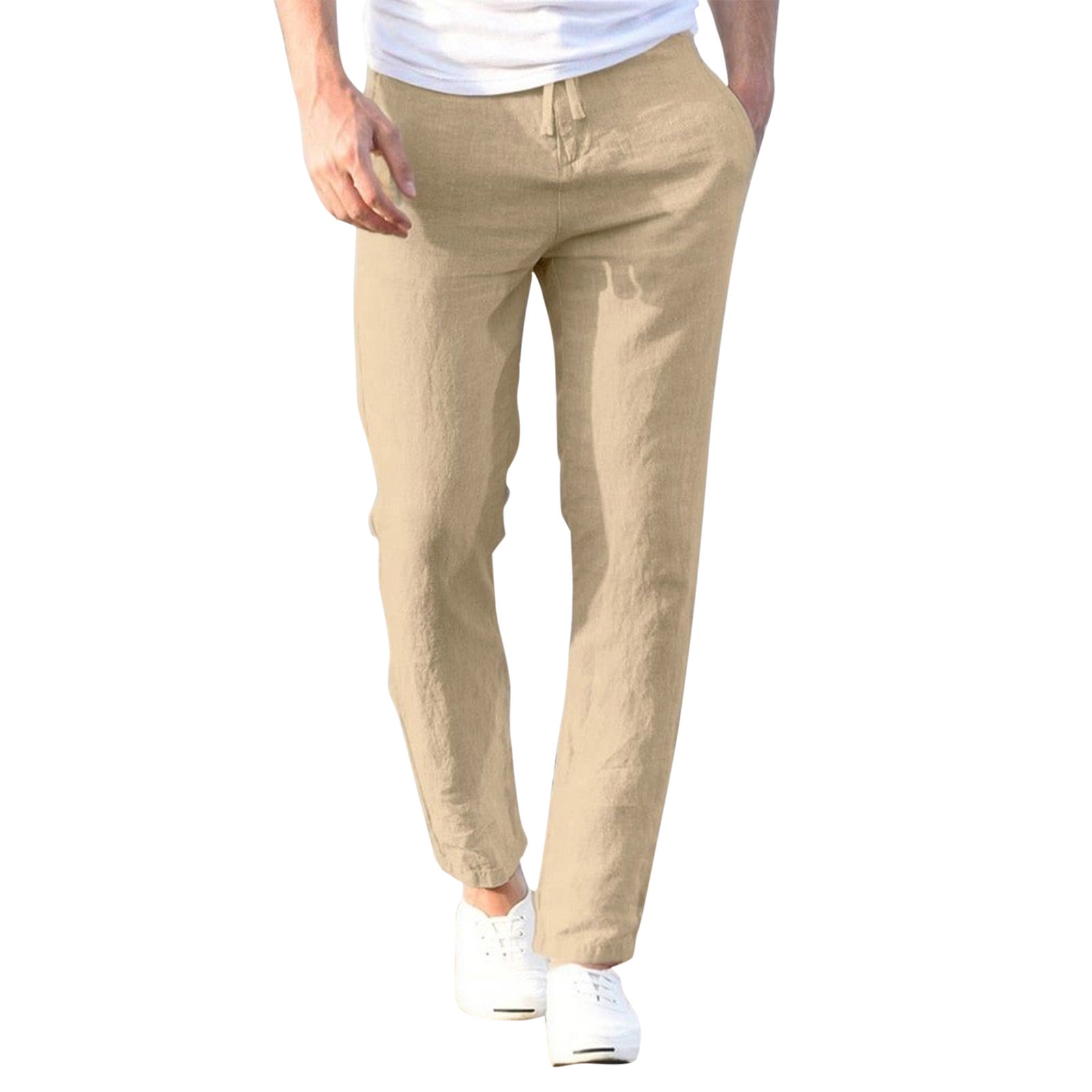 Mens Pants Expandable Waist Cotton Pants for Men Mens Slacks Slim Fit Mens Suit Pants Mens Khaki