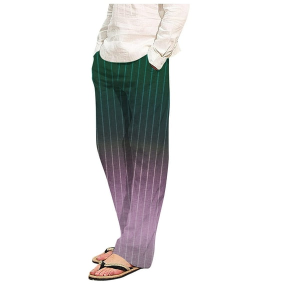 Mens Pants Fashion Casual Plaid Printing Bandage Loose Sport Plaid Pajama Pants Trousers Full Length Pants Casual Pants for Men Green 2XL