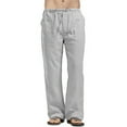 thumbnail image 1 of Mens Pants Loose Fit Linen Joggers, Breathable Cotton Casual Pants for Men, Elastic Waist Lounge Pants for Summer Travel, Workout, Sleep or Fishing Activities S-5XL, 1 of 5
