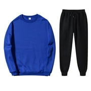 HANTROM Mens Pants Men with Pants Hoodie Plus Leisure Winter Hooded Plush Women Suits Sweaters and Pants Sweatershirt O Neck Top Trousers Sweatpants for Men Clearance Pants for Men A L