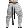 thumbnail image 1 of Mens Pants Men's Baggy Hip Hop Harem Pants Casual Elastic Waist Drawstring Pants Trendy Parachute Pant Loose Fit Joggers Drop Crotch Trouser Hippie with Pockets for Streetwear Cargo Pants, 1 of 5