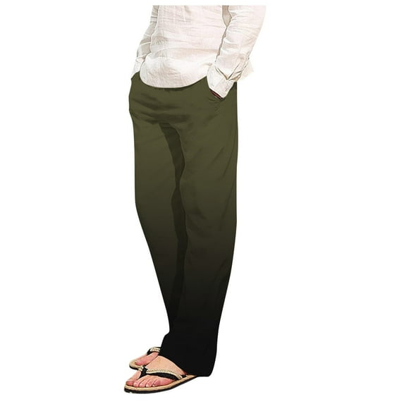Mens Pants Men's Cotton Yoga Sweatpants Exercise Pants Gradient Color Printed Open Bottom Athletic Lounge Pants Loose Sweat Pants Super Soft Pajama Bottoms with Pockets Jogger Sleep Pant