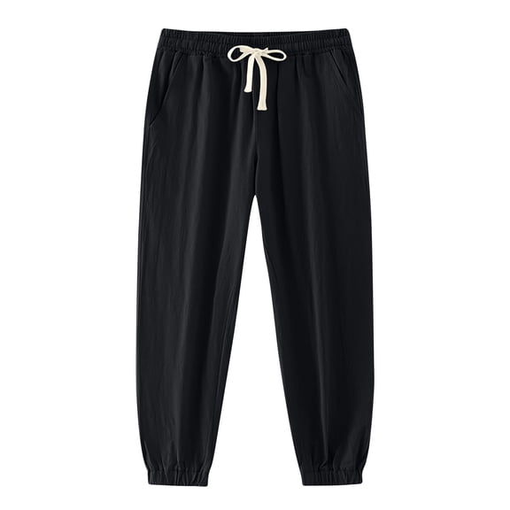 Mens Pants Men's Lightweight Sweatpants Tapered Cropped Joggers with Pockets Drawstring Elastic Waist Lounge Gym Running