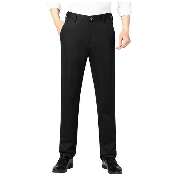 Mens Pants Men's Loose Straight Leg Trousers High Rise Deep Leisure Pant Slacks for Men Black 31